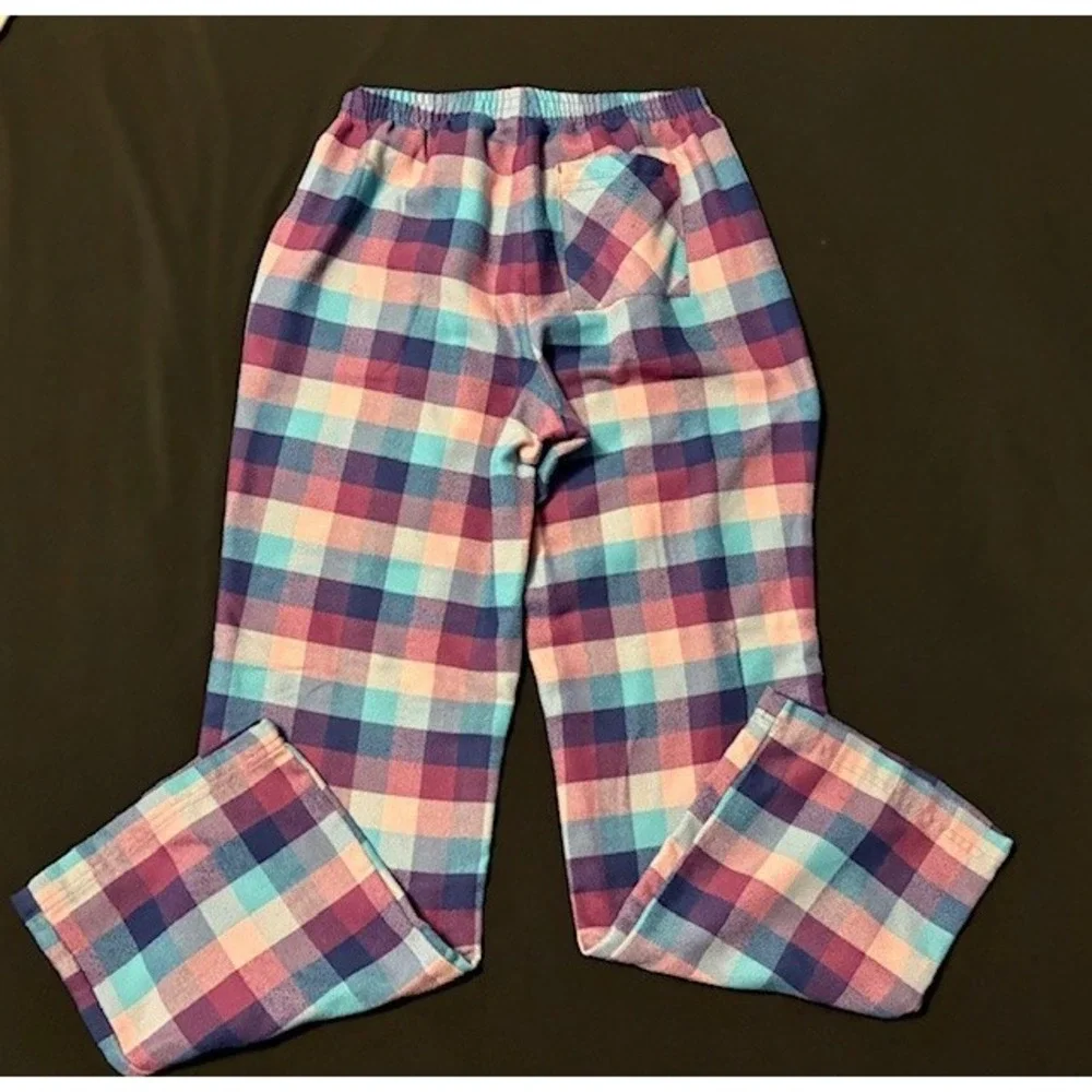 LL Bean kids pajama pants, size 14/16, pastel plaid design